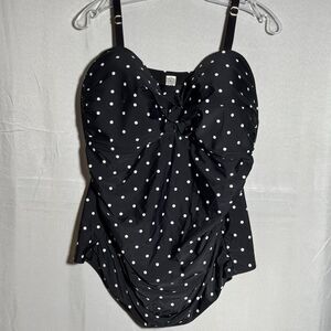 Ocean Blues Swim Top 4XL Black White Polka Dot Plus Size Tankini Top Beach Pool